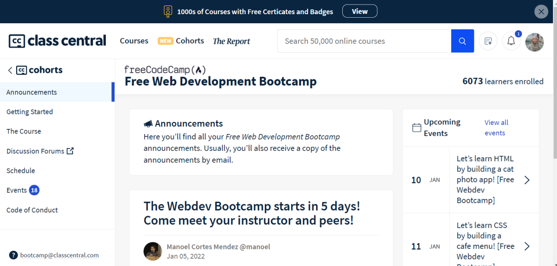 Bootcamp portal screenshot